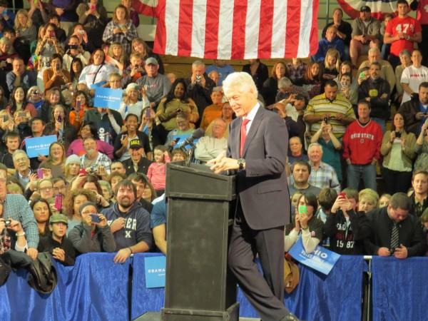 President Clinton speaks at a rally in Ohio