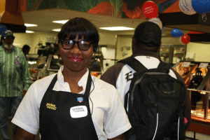 Ms. Anita, a friendly welcoming greeter!