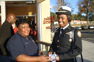 Val Green with Navy ROTC Member from Lithonia High Schools