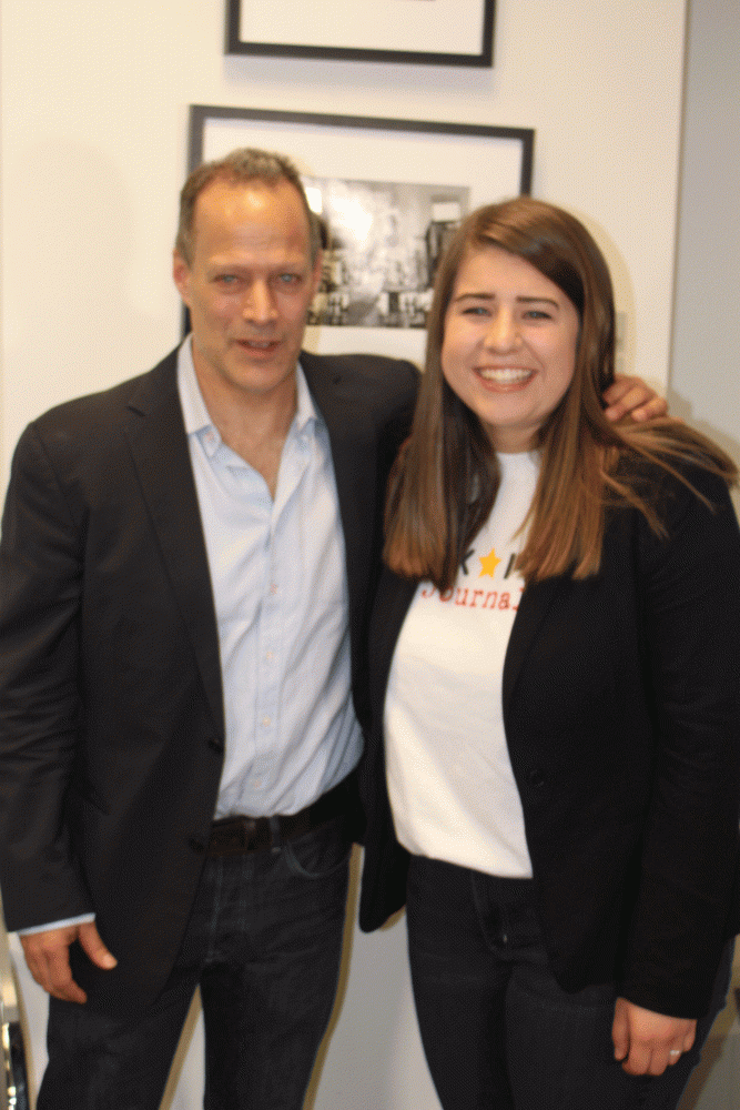 Sebastian Junger with Hannah, Backpack Journalist reporter 