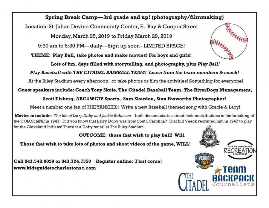 SPRING BREAK CAMP!  March 25 - 29, 2019!  Registrations now open!